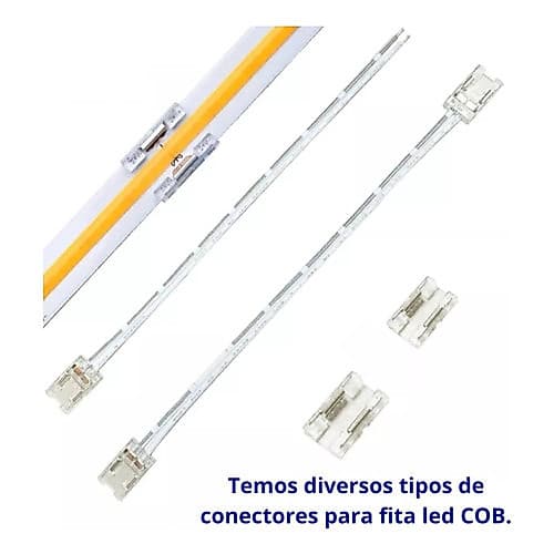 Cabo Conector Fita Led Cob E 240 Led 2 Vias Monocor 8mm Ip20