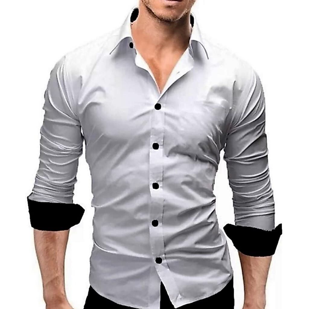Camisa Social Slim Fit Cinza com detalhes luxo