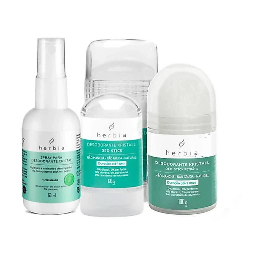 Herbia Desodorante Cristal Natural 60g ,  Spray Melaluca Higienizante escolha o seu