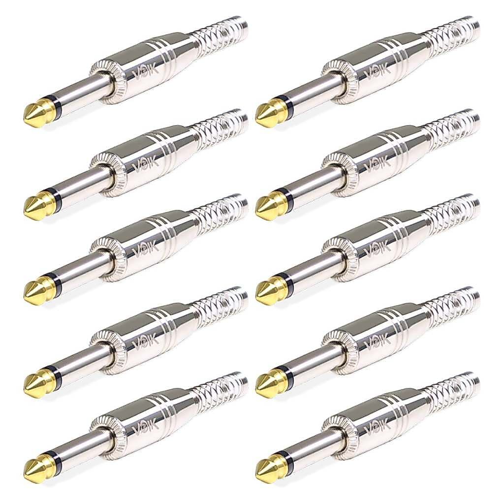 Kit 10 Plug Conector P10 Mono Voik PRTM-P10 Com Mola Prata