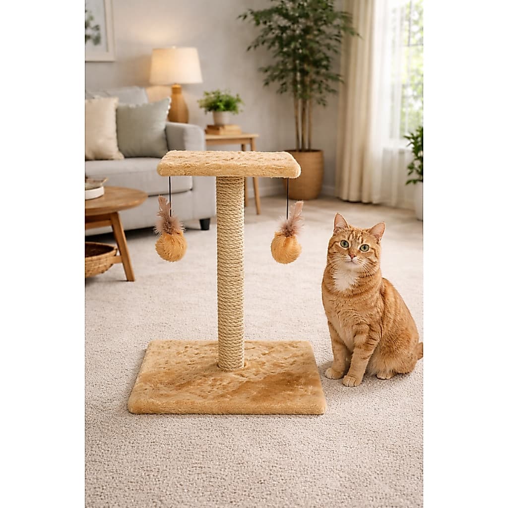 Arranhador Gatos Poste Divertido Interativo Brinquedo Duplo Exclusivo com bolinhas de guizo