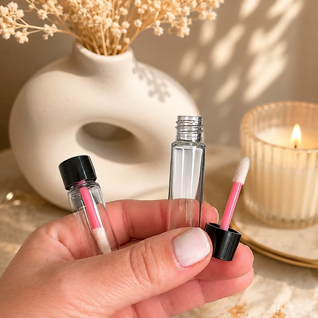 Kit 60 Mini Frasco Batom Embalagem Gloss Labial Mimo Cliente Maquiagem Tubo Brilho Labial Lip