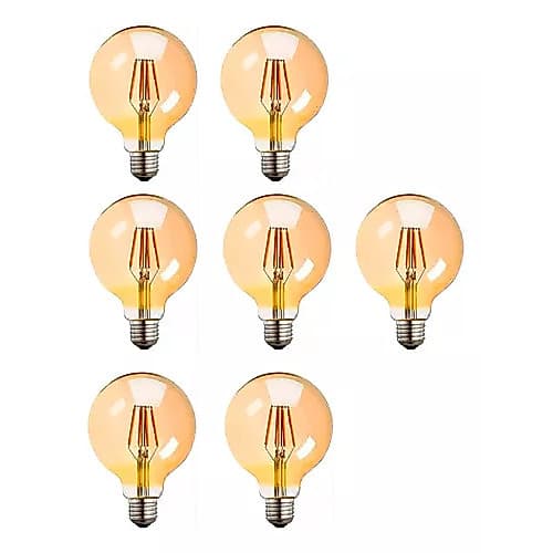 Kit 7 Lâmpada Filamento Led Globo G95 4w Ambar 2200k Bivolt