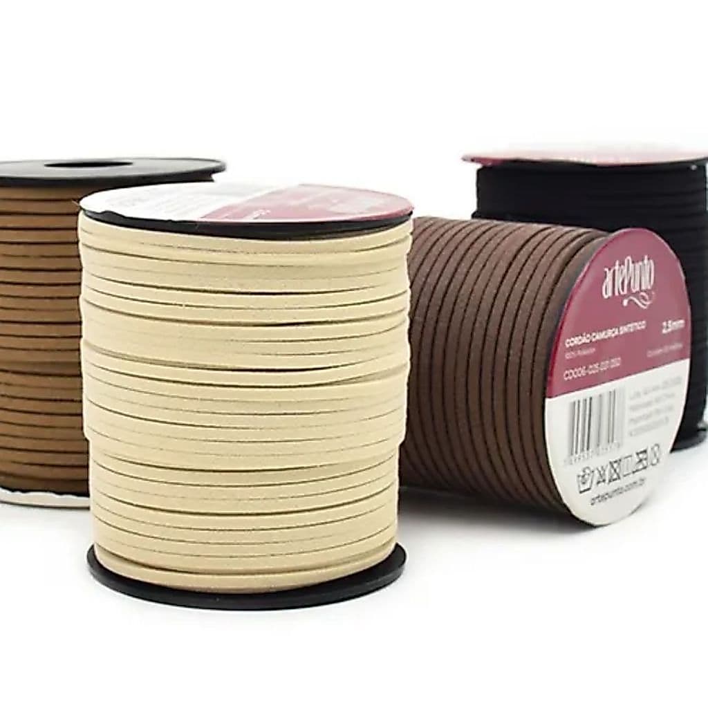 Fio cordão camurça 2,5mm ou 4mm  courinho camurça sintético Pulseiras Bijuterias