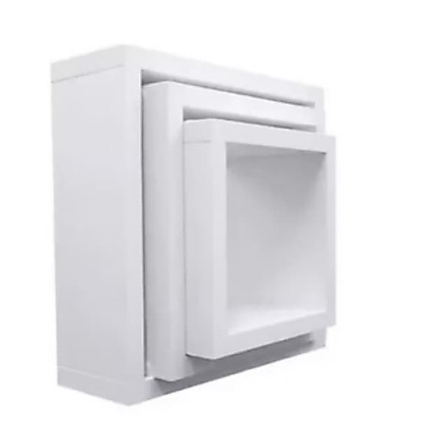 Nicho 3 quadrados diferentes tamanhos decoração branco preto e cru quarto sala cozinha banheiro