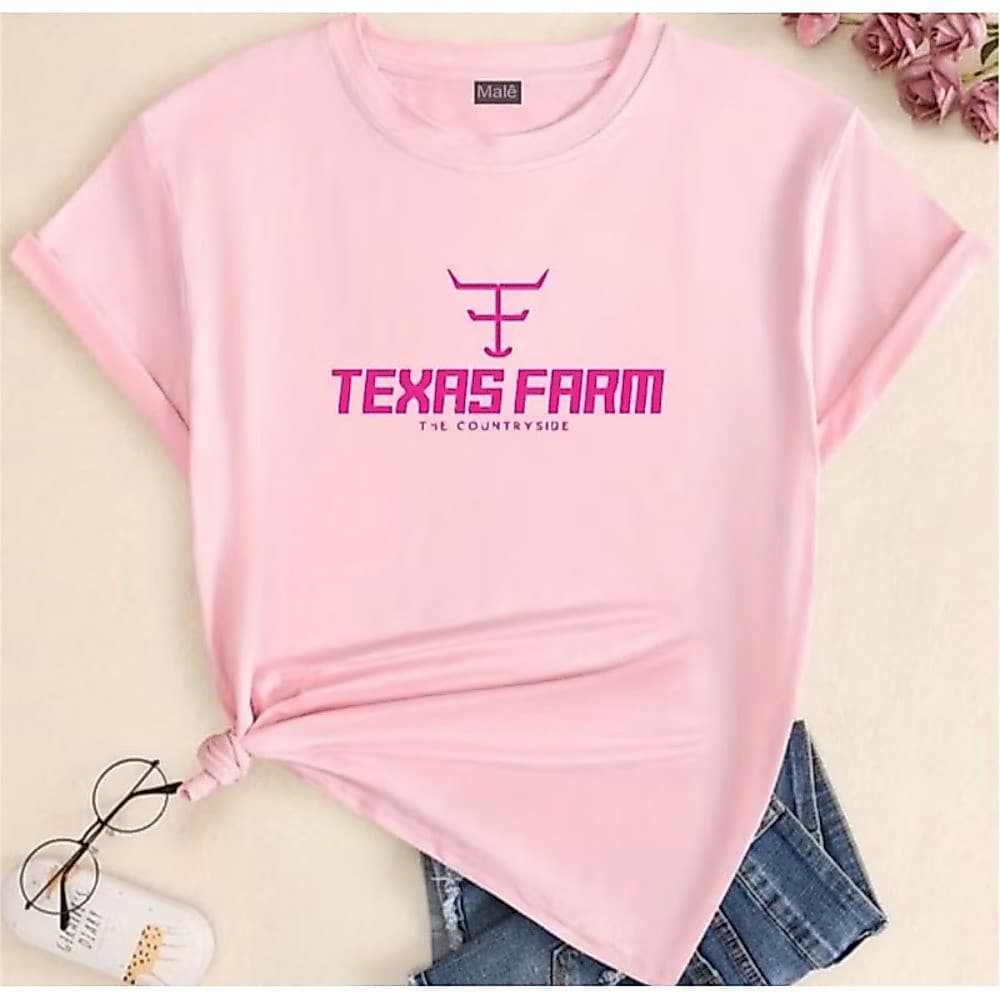 Camiseta Texas Farm Adulto,Infantil e Plus Size Moda Country Feminina T-shirts 100% Algodão Baby Look Agro Pecuária
