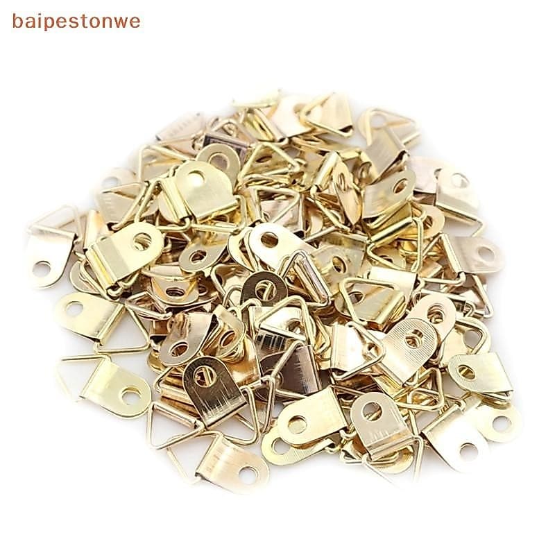 [baipestonwe] 100 Peças Triângulo Dourado D-Ring Imagem Pintura A Óleo Espelho Porta-Retratos Gancho Cabide 10x20mm Aces