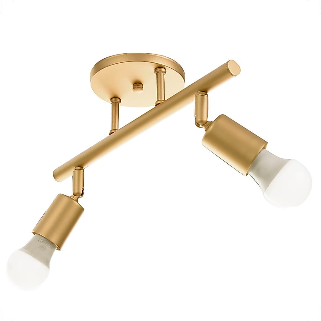 Luminária Plafon Trilho Duplo Spot Bocal E-27 Direcionável Dourado
