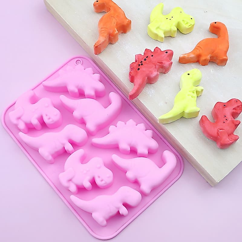 Molde De silicone De Dinossauro Fofo De 1 Peça Bandeja 3D De Bolo De chocolate Sobremesa mousse Sabão Feito À Mão