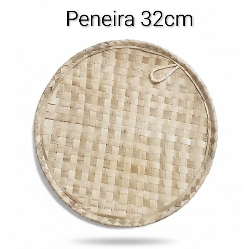Peneira de Palha 32cm Decorativa Rústica Artesanal Sem Borda Supla de Parede