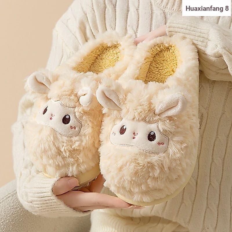 Inverno dos desenhos animados chinelos de algodão feminino chinelos peludos chinelos interiores à prova de frio pelúcia