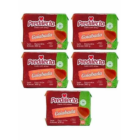 Kit 5 Goiabada Cascão Predilecta Doce 300g Pacote S/ Glúten