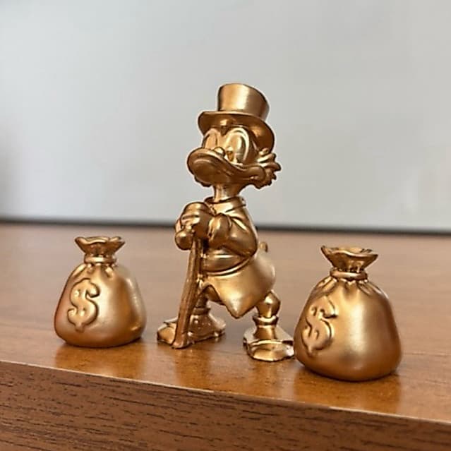 Tio Patinhas Dourado Action Figure Colecionável e Presente Criativo Riqueza Prosperidade Decoração