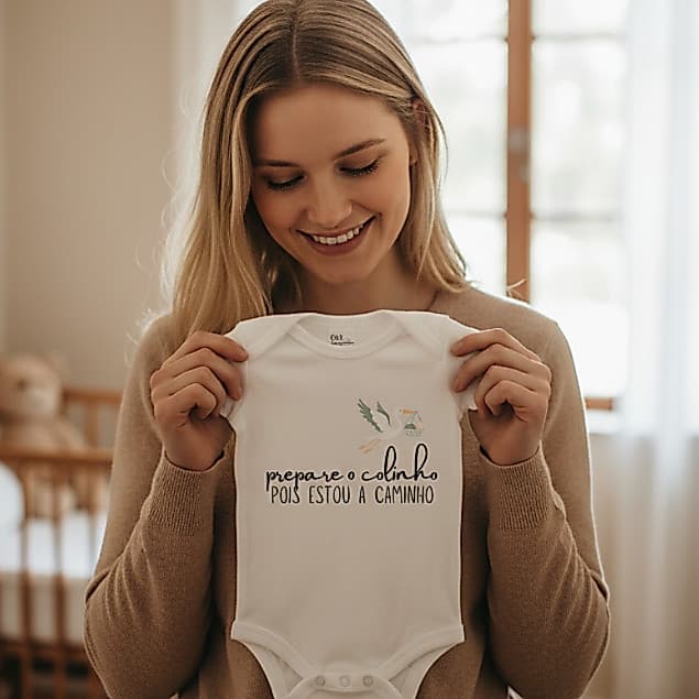 Body Personalizado para anuncio de gravidez "Prepare o colinho que estou a caminho"