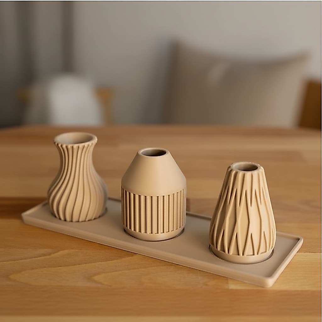 Kit 3 Mini Vasos em Espiral com Bandeja - Minimalista