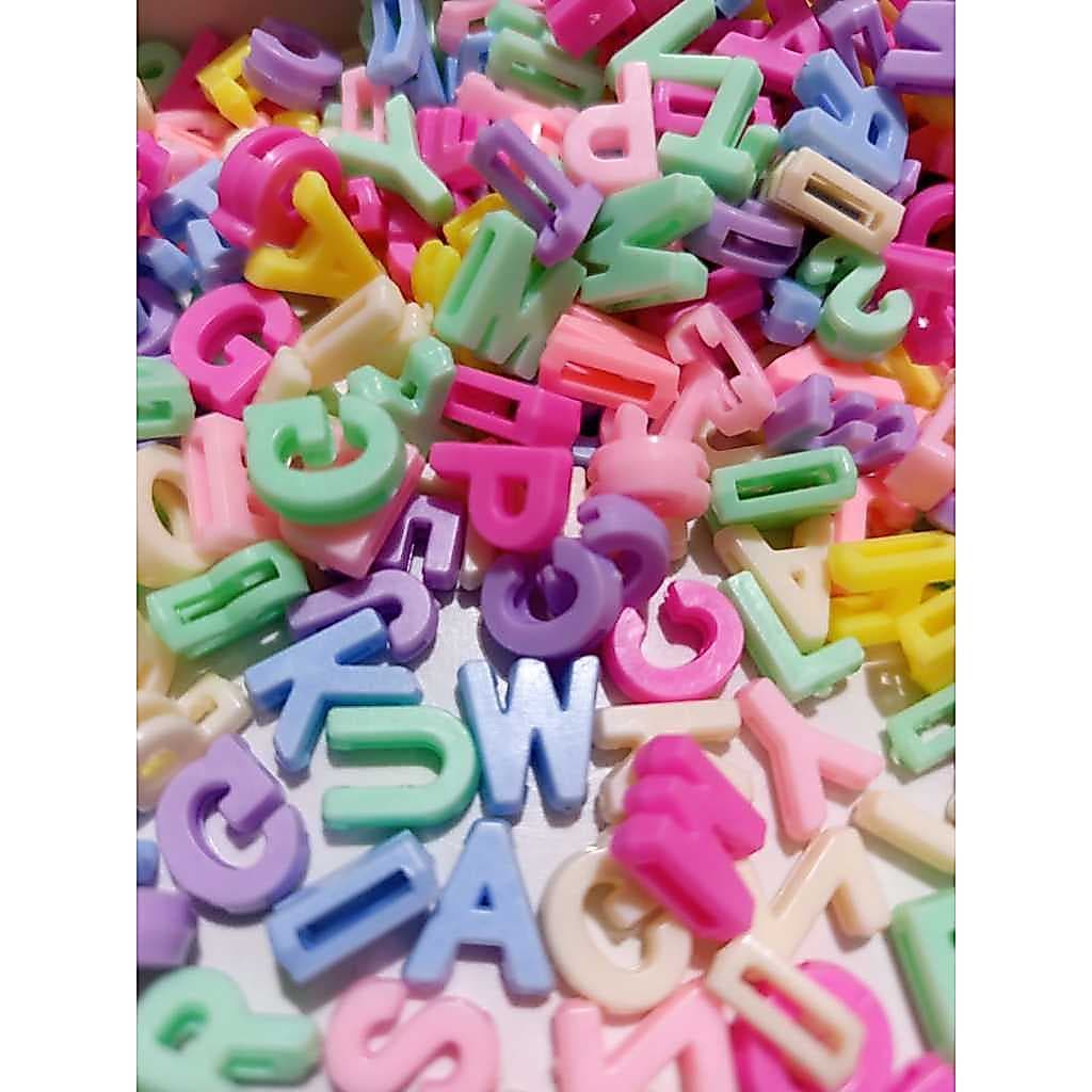 Entremeio 100 Letras Passante com Furo 12mm Faça Você Mesma DYI Artesanato Candy Color