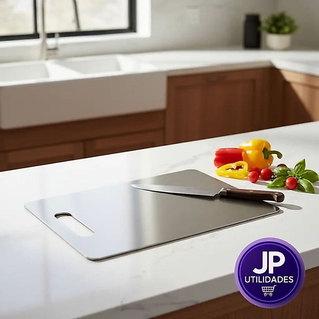 Tábua De Carnes Corte Aço Inox Antibacteriana Antimofo Profissional Cozinha Fácil Limpeza Higiênica