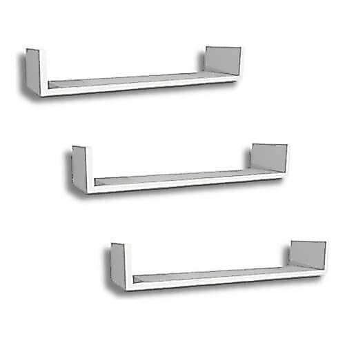Trio De Prateleiras U 60x15 Em Mdf 15 Branco Com Suporte Inv