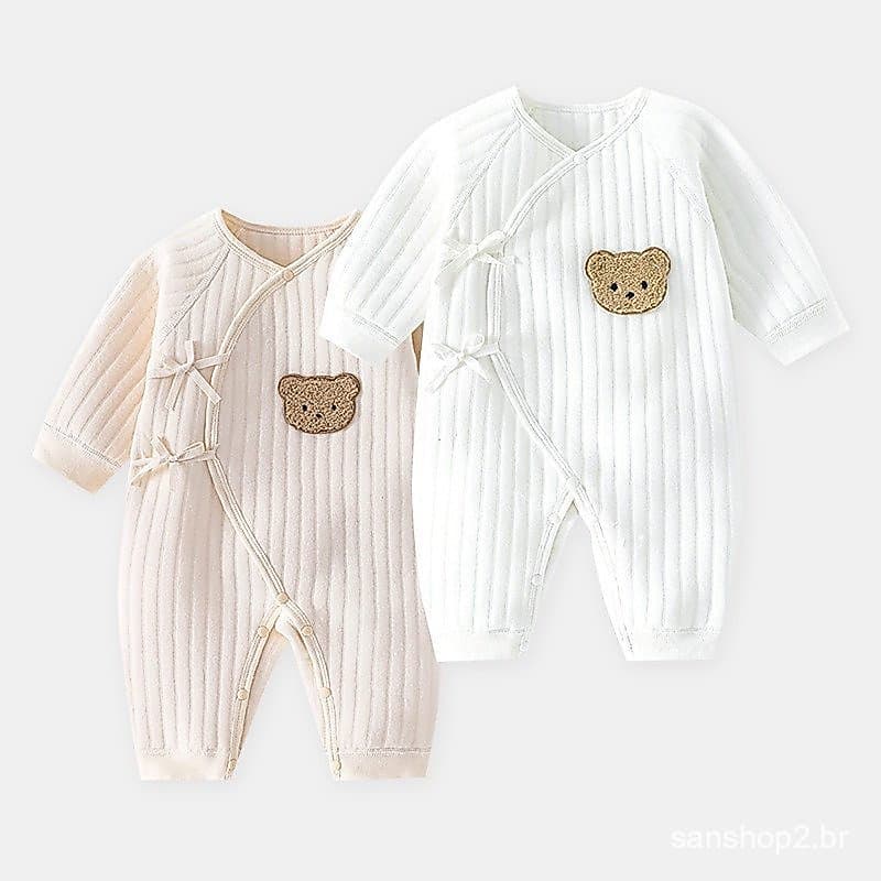 Macacão De Manga Comprida Baby Casual Jumpsuits Boys Girls Toddler Rompers Roupa De Algodão Bebe Jumpsuit Pijama Macia D