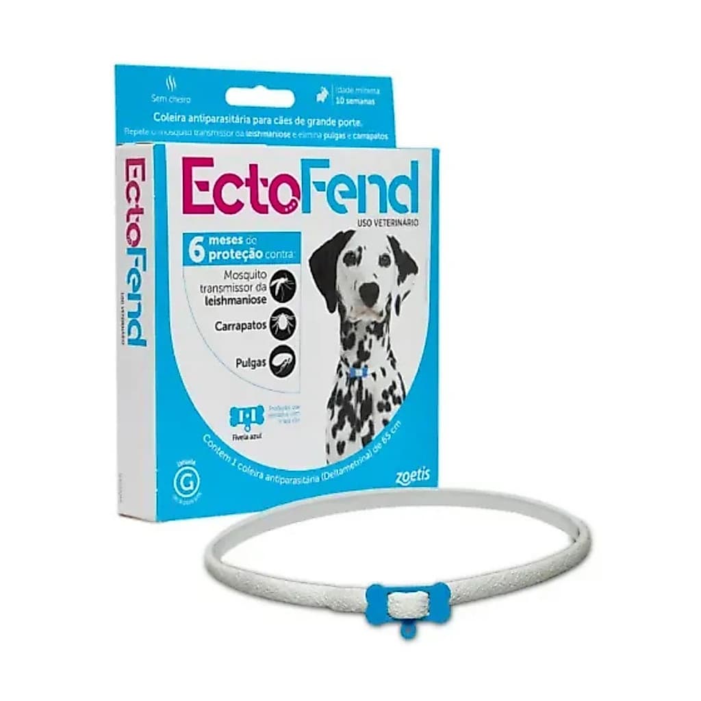 Coleira Antipulgas e Carrapatos Ectofend Azul para Cães Porte Grande - 65 cm