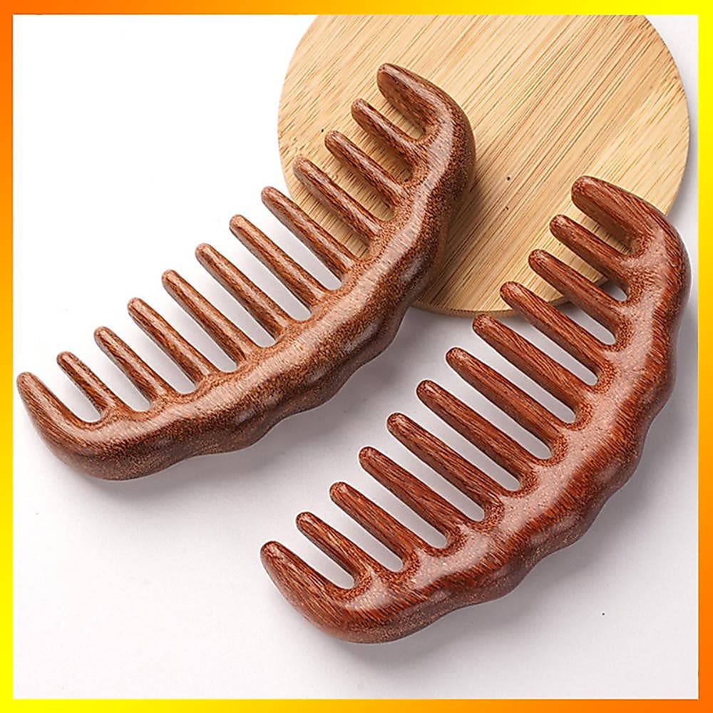 Pente De Dente Largo Sândalo De Madeira Antiestático Natural Para Cabelo Feminino Couro Cabeludo