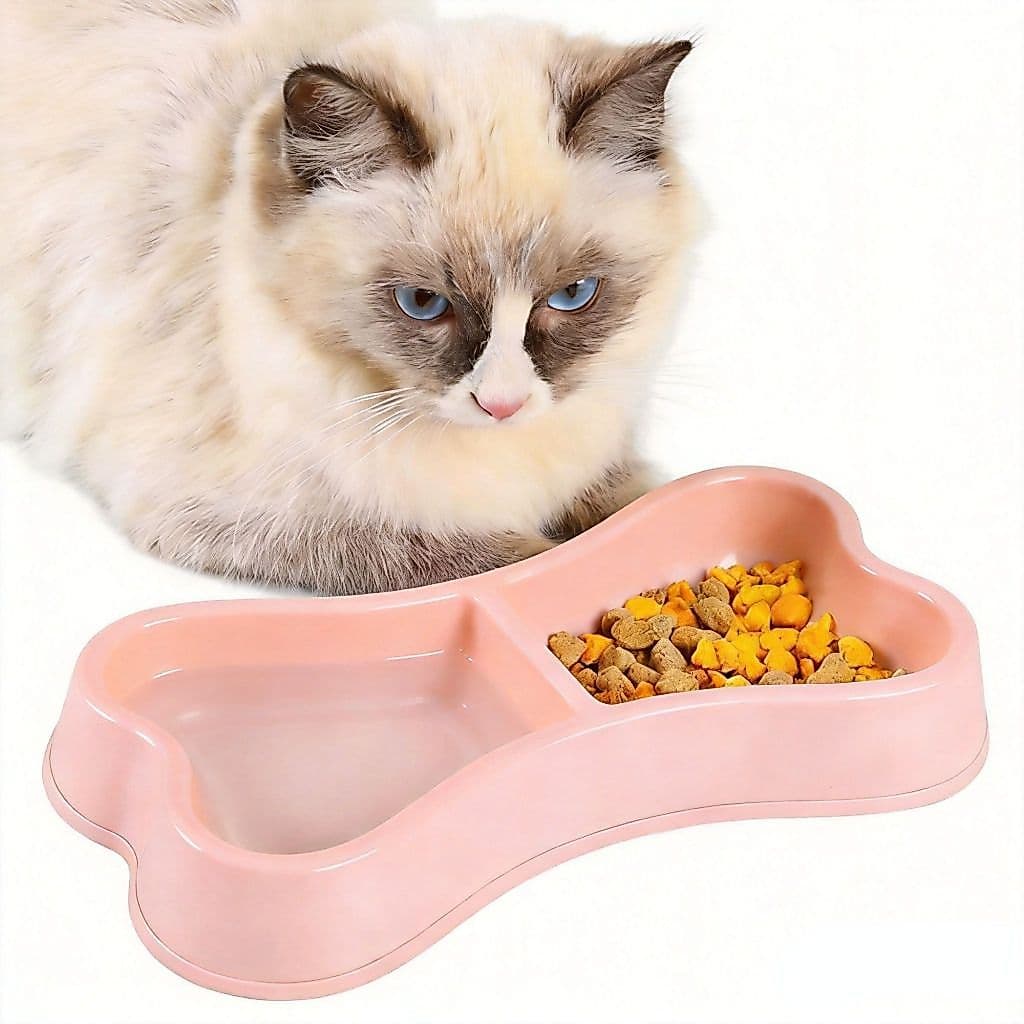 Bebedouro E Comedouro 2 Em 1, Formato De Osso Para Cães e Gatos Pequeno e Médio Porte