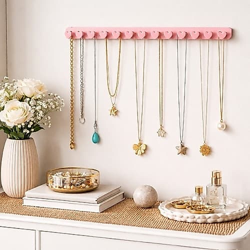 porta Joias para Pendurar Coração de Parede Expositor de Anéis Suporte para Colares Pulseiras COM 15 CORAÇÕES