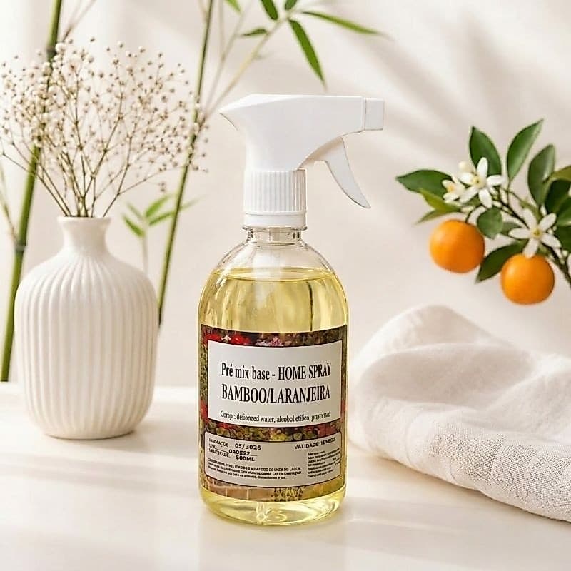 Home Spray De Ambiente 500ml Perfume Bamboo Com Laranjeira Fragrância Refrescante