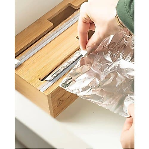 Organizador Madeira Para Cozinha Rolos Papel Toalha e Filme Plástico Resistente Pratico Funcional