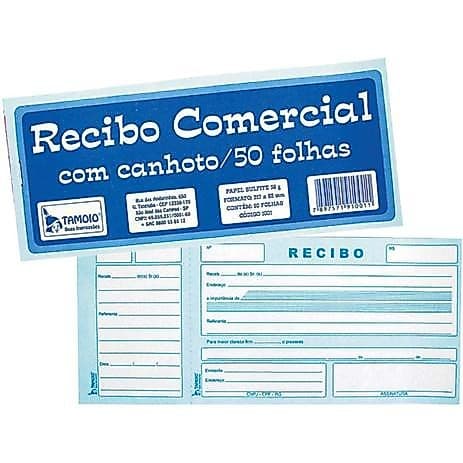 Recibo Comercial com Canhoto 50 Folhas Tamoio