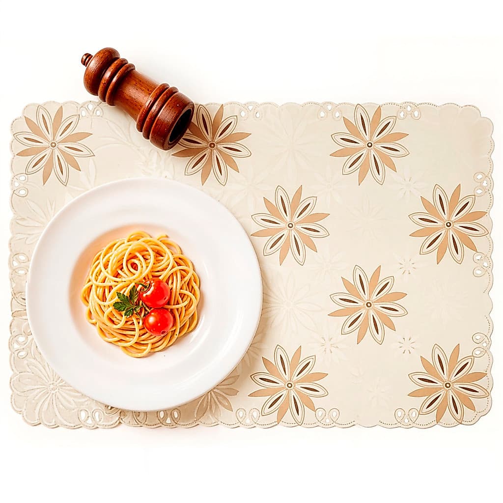 Kit Jogo Americano Retangular Estampa Floral Elegante Sintético Sala Jantar Mesa Posta