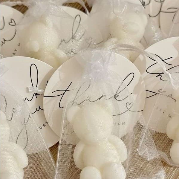 Lembrancinha vela aromática ursinho no saquinho de organiza com TAG, lembrancinha personalizada, vela de urso, chá de be