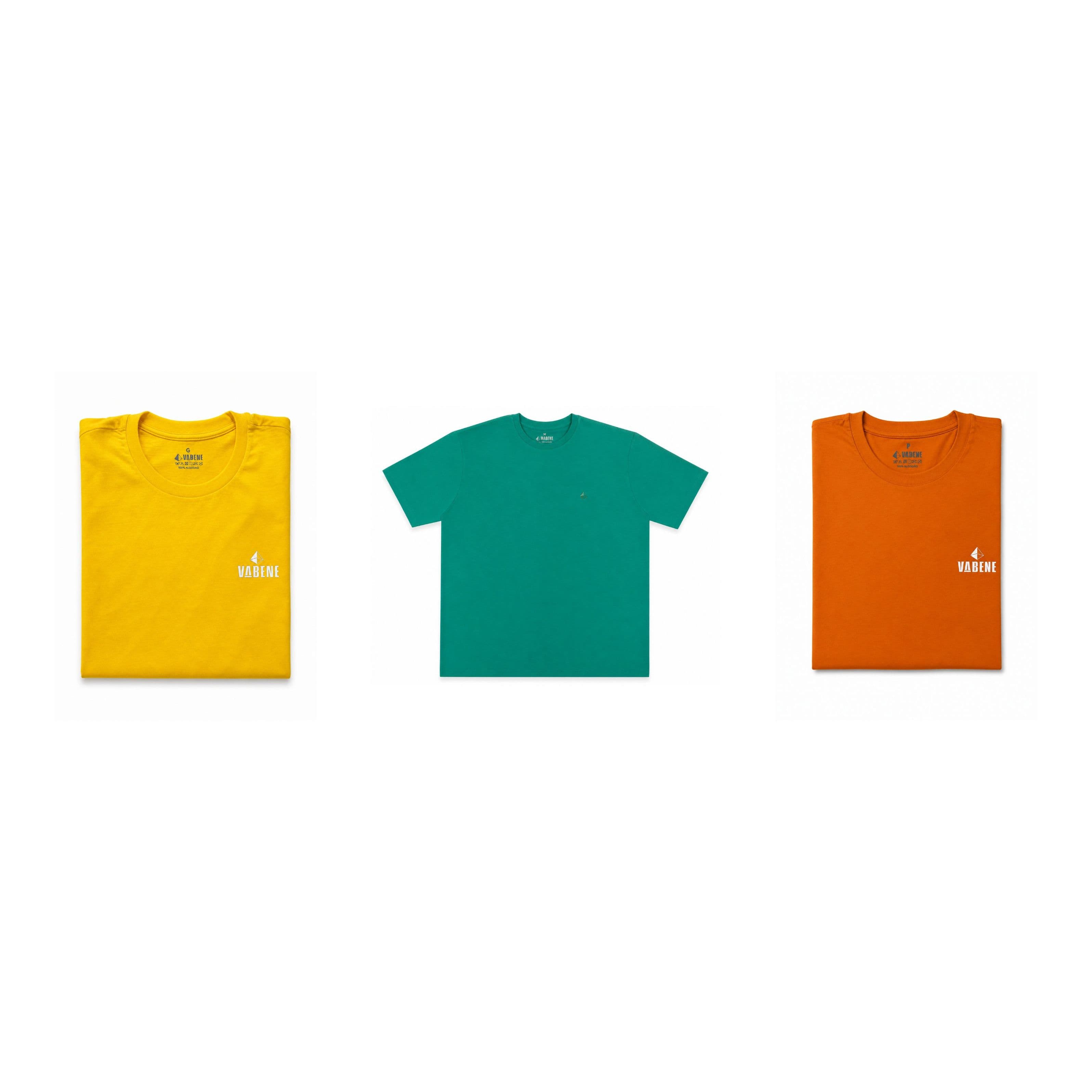 Kit 3 Camisetas Algodão Lisa Básica Simples Vabene
