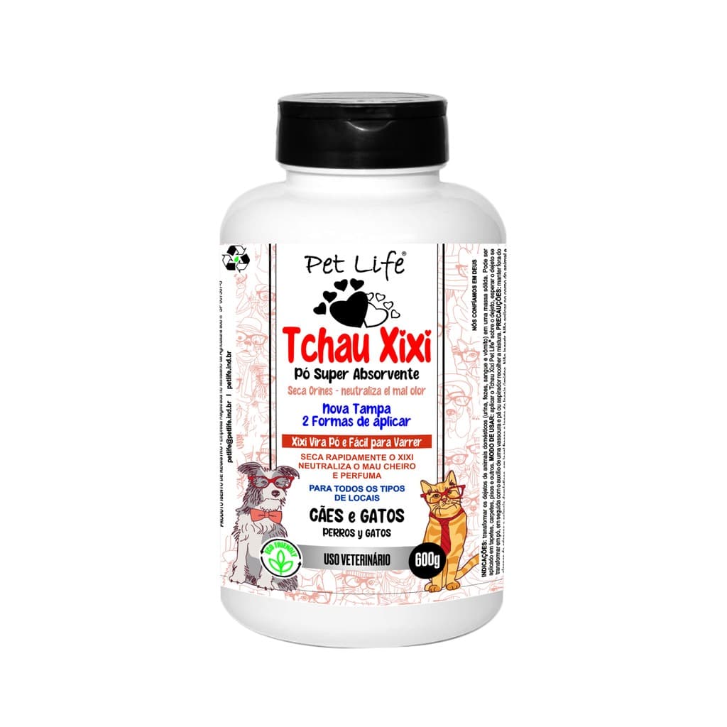 Tchau Xixi Pet Life 600g - Pó absorvente que seca e perfuma