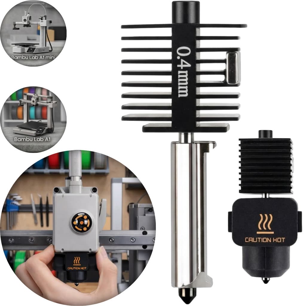 Hotend Compatível Bambu Lab A1 E A1 Mini Bico Aço Endurecido 0.4mm 0.2mm Reposição Impressora 3D