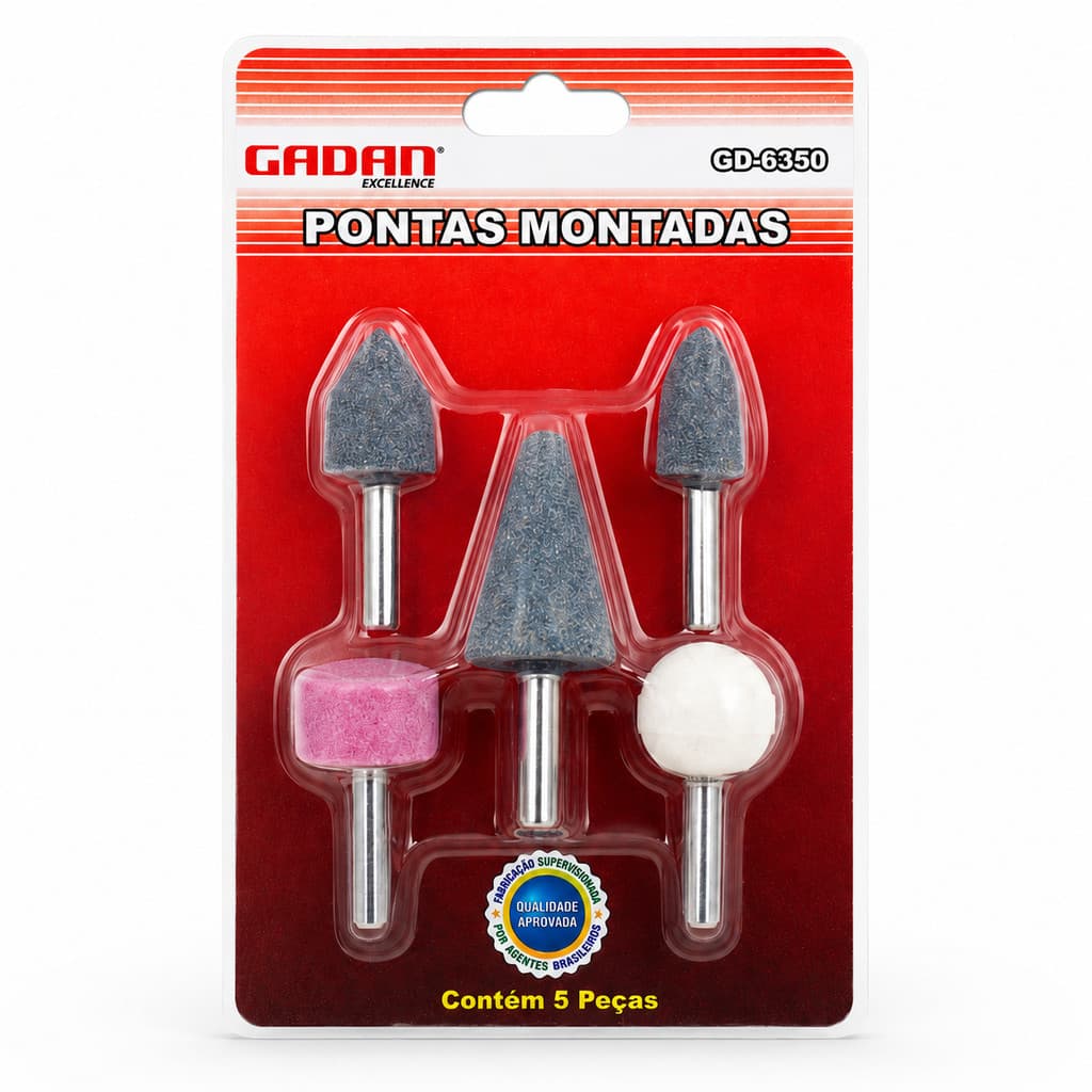 Kit Ponta Montada Pedras Abrasivas Retífica 5 Unidades Para Furadeira