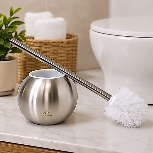 Escova Sanitária Banheiro Inox Suporte Prático Durável Higienização Fácil
