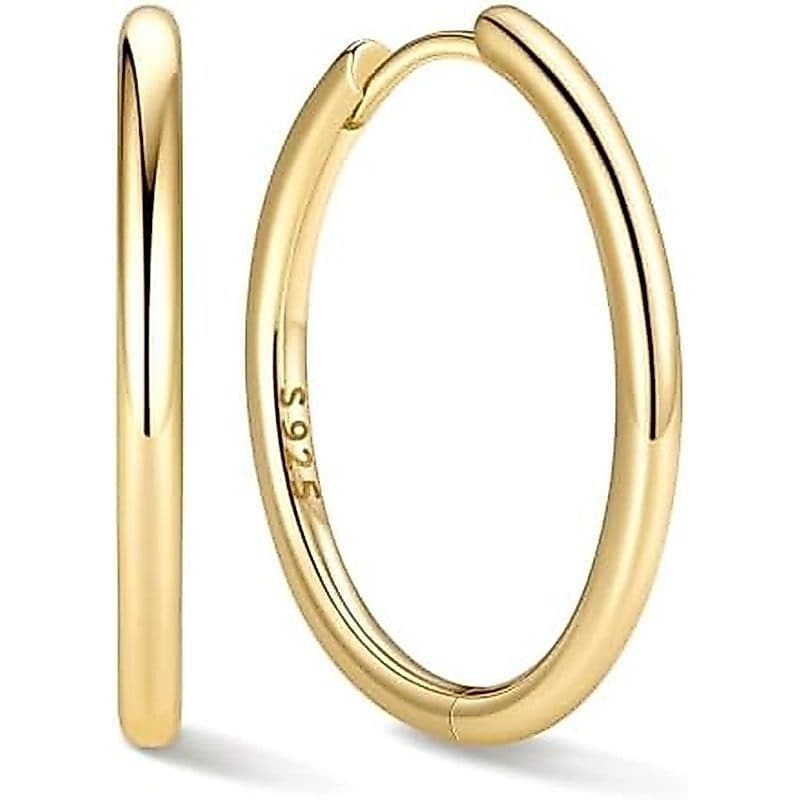 Brincos De Argola De Prata Esterlina ChicSilver Para Mulheres Huggie 925 Hipoalergênicos Brinco Delicado (8/10/12/14/16/