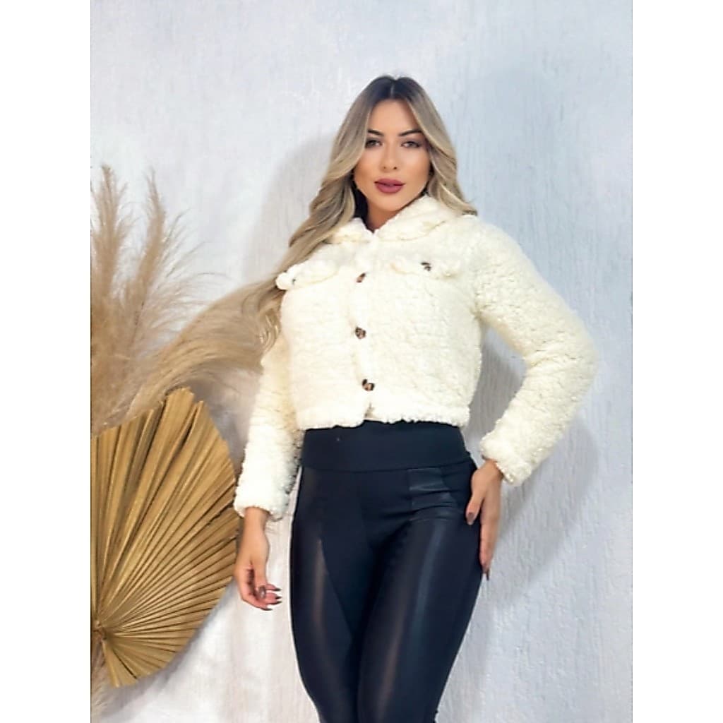 Casaquinho Teddy Feminino Moda Blogueira Casaco Peluciado Quentinho Inverno Blusa De Frio Feminina Macia Aconchegante