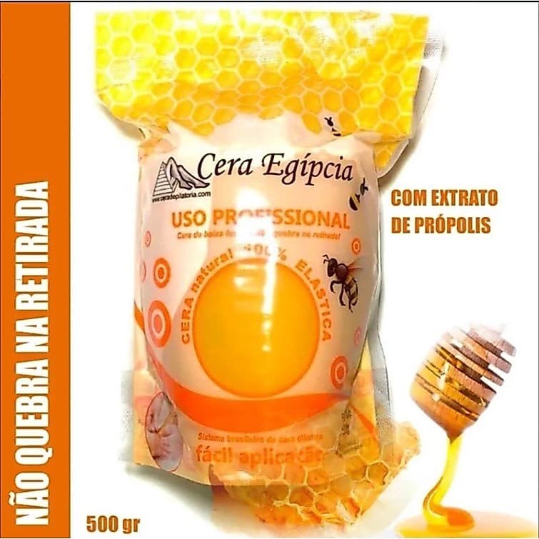 Cera Egípcia Depilatória Mel 500g Elástica, Método Espanhol, Mel