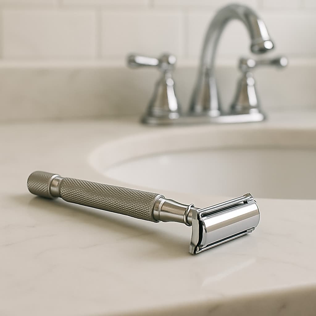 Aparelho De Barbear Classico Barbeador De Metal Com Lamina De Inox
