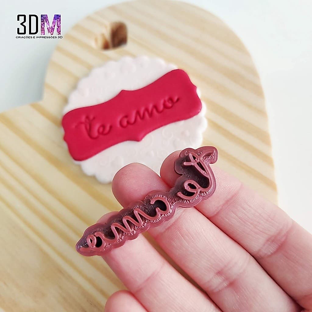 Carimbo para pasta americana e biscoito de dia dos namorados "te amo"