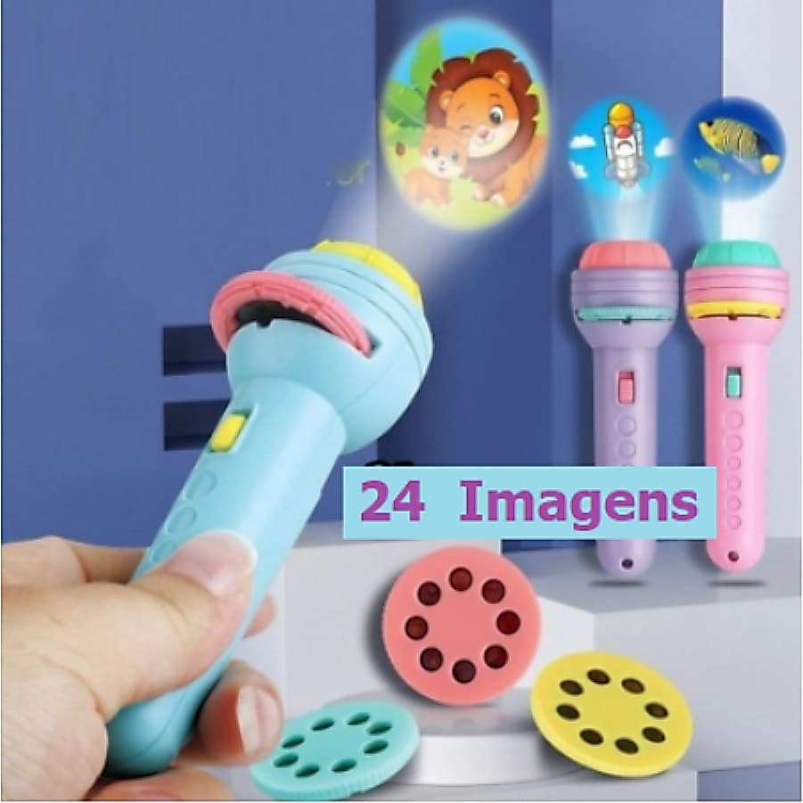 Lanterna de Projeção Infantil imagens Divertidas  Brinquedo Crianças com Caixinha