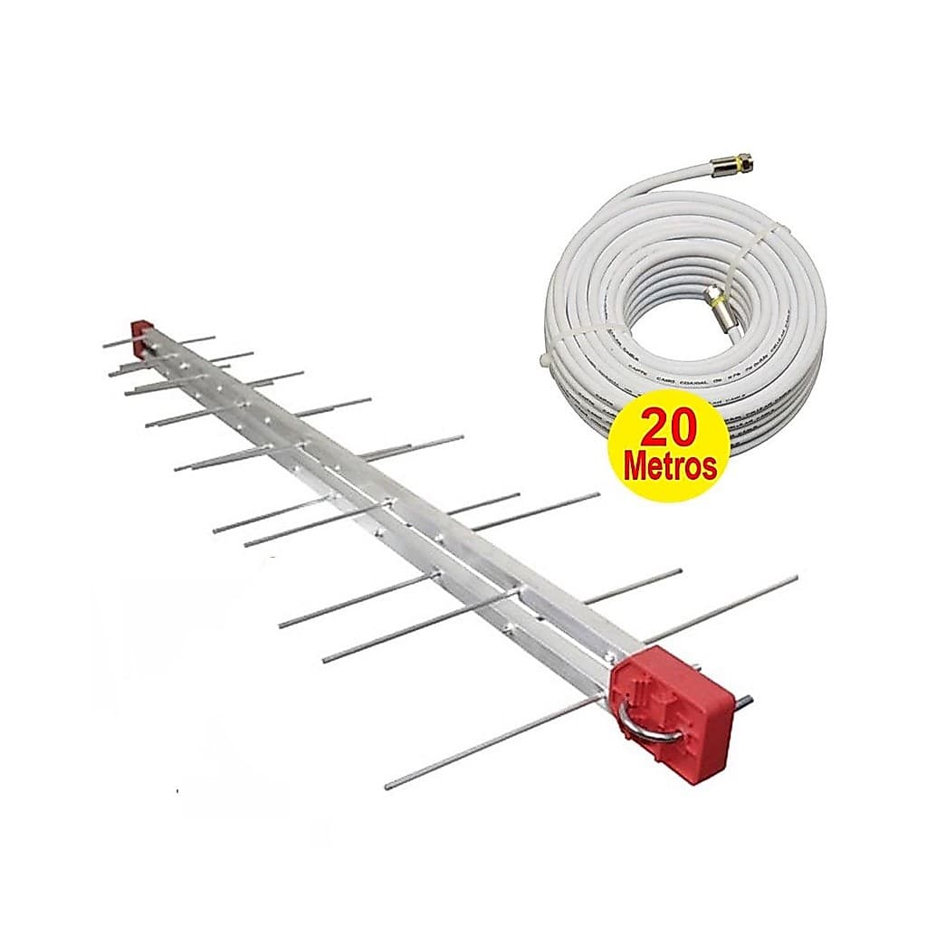 Kit Antena Digital 4k Log 28 Externa Cabo 20m - Capte