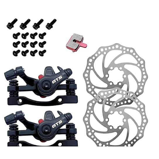 Par Freio A Disco Gts Mecânico Preto Com disco e Rotor para bike bicicleta