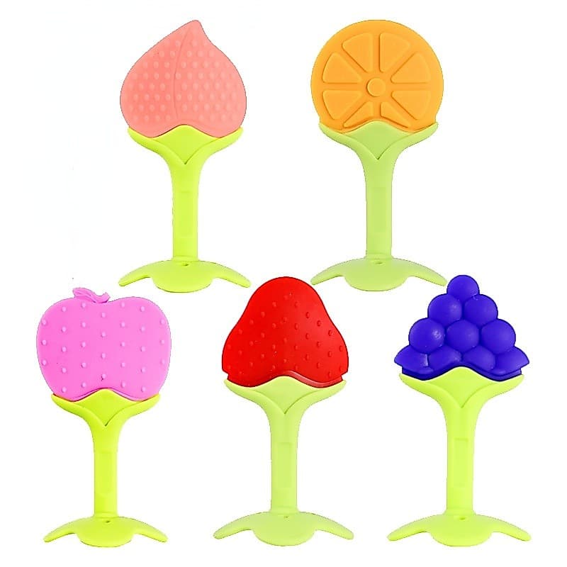 Bebê Morango Mordedor Molar Vara Mão Grab Pequeno Uva Brinquedo Para A Calmante Dentes Mordida Cola Silicone