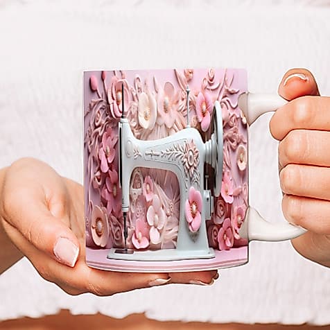 Caneca personalizada costureira máquina de costura