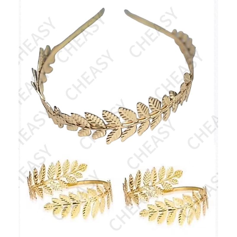 Kit arco Deusa Grega  Folhas Finas e  Bracelete