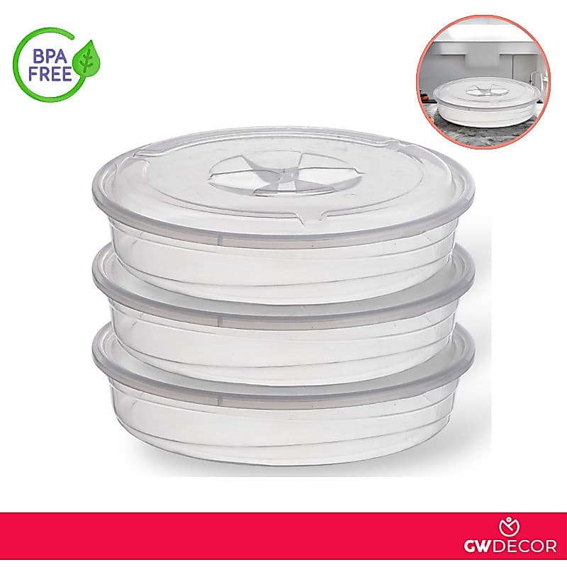 3 Pote Recipiente C/ Tampa Redondo 4 Litros Torteira Transparente