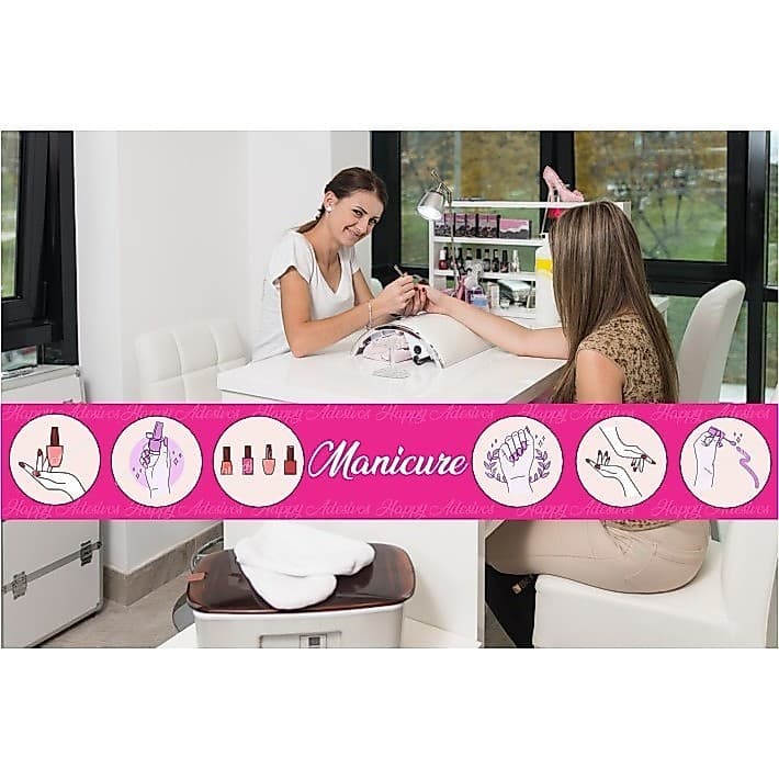 Adesivo Parede Decorativo Manicure Salão de Beleza Faixa Adesiva Designer Cabelereira Vitrine DCM